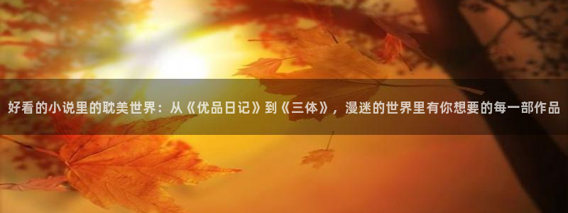 里番在线看动漫网站：好看的小说里的耽美世界：从《优品日记》到《三体》，漫迷的世界里有你想要的每一部作品